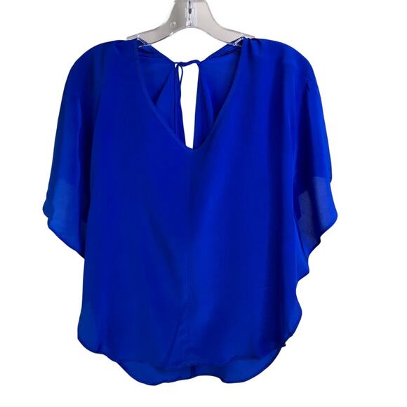 Amanda Uprichard Silk Blouse Wmns Small Blue  Key Hole Back NWT Minimal Glam - Picture 1 of 7